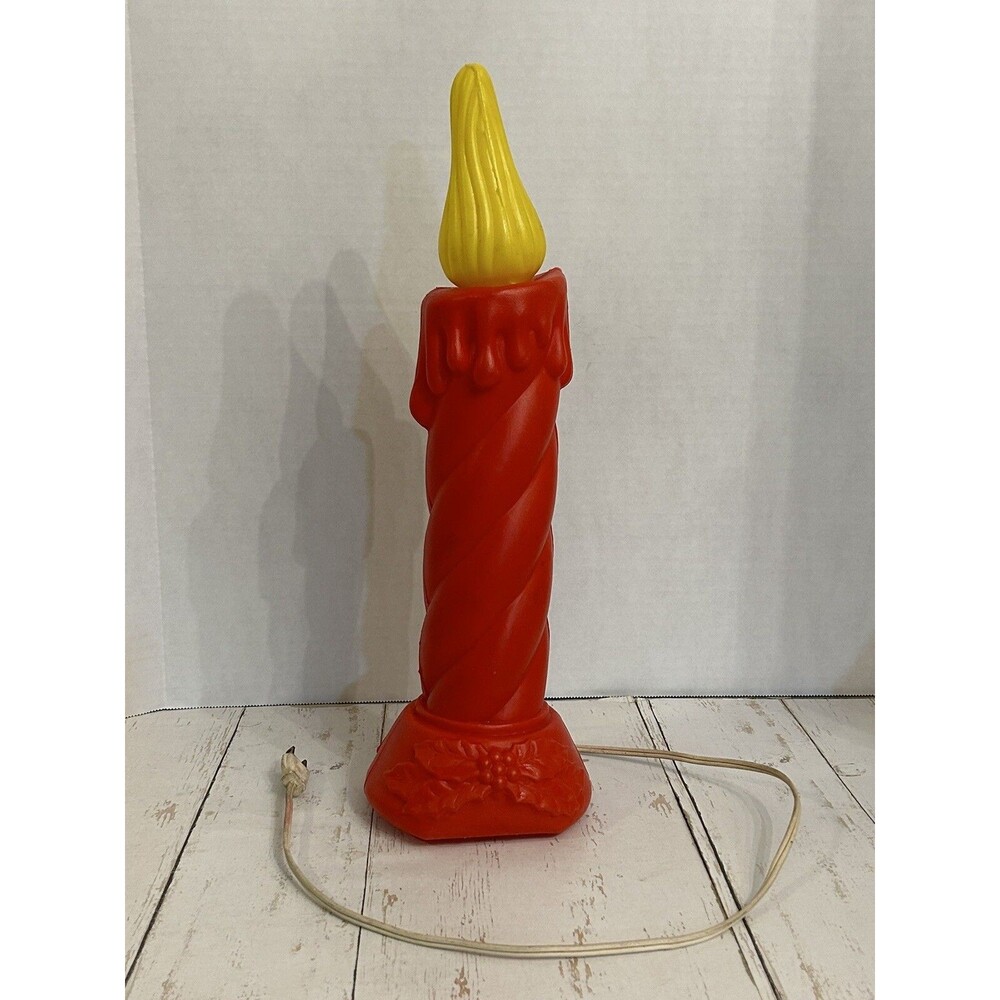Vintage Blow Mold 16” Noel Candle Christmas Red Yellow General Foam Small Decor